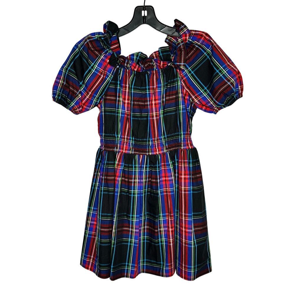 J. Crew Girls Crew Cuts Stewart Tartan Holiday Puff Sleeve Dress Size 10 New